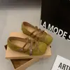 Sapatos Mary Jane Cruzados Retrô de Outono para Mulheres com Pregas, Sapatos de Uma Tira Quadrados de Boca Rasa Novos, Laço