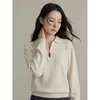 [Polo Cálido de Lana Escocesa] Ropa de Trabajo Estilo Coreano Goming Tejido de Lana Top de Invierno para Mujer W704C