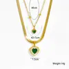 Xiyin Design Elegante Transfronteiriço Corrente Osso de Cobra Pingente Verde Esmeralda de Luxo Leve Colar de Aço Titânio Conjunto Feminino para Camadas