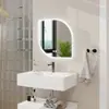 Espejo Inteligente con Forma de Hoja Irregular Espejo de Baño Espejo Antivaho Espejo con Sensor LED Espejo de Tocador Artístico Espejo de Maquillaje