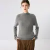 Maciez luxuosa - Suéter de cashmere com gola semi-alta, tricotado com sete agulhas e fio único torcido, para mulheres, suéter de malha de cashmere de cabra, camada base quente