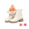 Botas cortas estilo francés para mujer, botas individuales de primavera y otoño, botines nuevos, botas de tacón grueso para mujer, botas color blanco crema, zapatos de cuero con forro polar para otoño e invierno.