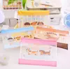 Bolsa de Grade A5 Gato Maçã Desenho Animado Bolsa de Lápis Menina Fofa Bolsa de Documentos Transparente Impermeável de PVC para Alunos do Ensino Fundamental