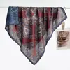 Bufanda Grande Azul de Algodón Lino con Patrón de Anacardo 90% Bufanda de Seda Protector de Cuello Estilo Coreano para Mujer Chal Pañuelo Fino para la Cabeza Bufanda de Terciopelo Rosa