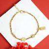 Popular Pulseira Espiral para Mulheres, Joia Auspiciosa de Liga de Cobre Que Não Desbota Facilmente, Pulseira de Ouro de Areia Vietnamita com Trevo de Quatro Folhas, Método Antigo