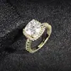 Anillo Cuadrado de Moda de Lujo de Alta Gama Estilo Nuevo Europeo y Americano Transfronterizo Anillo de Diamante Venta Caliente Mujeres Aliexpress Transfronterizo R820