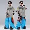 Ropa infantil moderna de street dance hip-hop trajes de manga corta para niños y niñas atuendos de actuación de baile hip-hop para niños para actuaciones callejeras