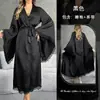 Robe de casa de cetim Feiyun transfronteiriço europeu e americano com amarração, mangas largas, acabamento em renda, roupão de manhã longo feminino 711
