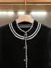 [En Stock] Moda Femenina de Alta Gama Personalizable de Shenzhen Nanyou, Estilo Otoño, Elegante Cárdigan de Punto Rayado Color-Blocking para Mujer