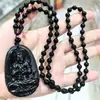 Joias Dragão Cavalo Obsidiana Tipo Gelo Natural Pingente Buda do Nascimento Obsidiana Fosca Oito Divindades Guardiãs Colar Atacado