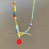 Collar de Cuentas de Flores Coloridas Dopamina de Verano Infantil Lindo Femenino Versátil Moda Cadena de Clavícula de Alto Valor