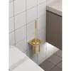 Cepillo para Inodoro de Nogal Baño Mango Largo Cepillo para Inodoro Montaje en Pared sin Agujeros con Base