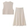 Zr Comercio Exterior Transfronterizo Ropa de Mujer Europea y Americana al por Mayor Estilo Vacacional Camiseta sin Mangas + Falda Midi Estilo Campestre Sencillo 3D