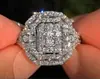 Anillo de Diamante Completo de Circonita Incrustado Flash Lujo Industria Pesada Estilo Europeo y Americano Moda Exagerada Personalidad Anillo de Diamante Pulsera