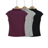 Puro Deseo Sexy Hombro Derecho Cuello Alto Pequeño Top Verano Estilo Europeo y Americano Nuevo para Mujer Camiseta Elástica Ajustada Chaleco