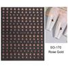 Venta al por mayor de stickers para uñas deletrear noche oro caliente plata láser metal estrella tamaño estrella adhesivos para uñas