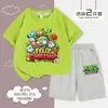 Plantas vs. Meninos. Conjunto de Roupa de Verão 2025 Novo Algodão Puro Roupas de Verão Camiseta Infantil Conjunto