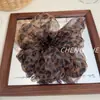 Goma para el pelo esponjosa con estampado de leopardo y malla en estilo 'Hot Girl', Goma para el pelo perezosa de organza, Accesorio para el pelo con vibra vintage