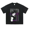 En Stock Marca de Moda Camiseta Lavada Desgastada Cuello Redondo Patrón de Anime Hombro Caído Corte Holgado Verano Casual Manga Larga Manga Corta