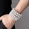 Pulsera de Cuentas Budistas con Mantra de Seis Sílabas y Sutra del Corazón, Chapada en Plata de Cobre Blanco con Hilo, Pulsera de Cuentas de Oración Chapada en Plata 999 para Hombres, Estilo Chino Vintage