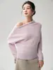 26 Nueva colección Otoño/Invierno: Suéter de punto de cachemira, estilo francés, sin hombros, corte holgado, casual, color liso, manga larga, para mujer