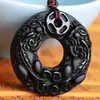 Colgante de Obsidiana Natural de Guanyin, Amuleto de Buda, Guardián de la Buena Suerte, Jade Negro, Cerámica de Jade, Suministro para Transmisiones en Vivo