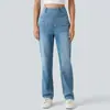 Jeans de mezclilla elástica con bigotes transfronterizos, pantalones deportivos de fácil colocación, jeans holgados de pierna recta, pantalones para mujer europeos y americanos