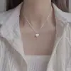 Nuevo Collar con Forma de Corazón Cepillado Estilo Coreano para Mujer, Diseño de Nicho de Lujo Ligero, Cadena para Clavícula Estilo Ins, Venta al por Mayor
