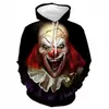 Nuevo Suéter Casual con Capucha 3D Estampado Digital de Halloween Europeo y Americano 2024 para Hombre, Holgado, Sudadera con Capucha para Pareja