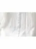Camisa de Manga Larga con Cuello de Pliegues Acordeón Colección Primavera 2026 Top Básico Casual Artístico Sencillo para Mujer