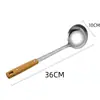 Espátula de acero inoxidable con mango de madera, cuchara para sopa, pala para freír, colador, aislamiento térmico, utensilios de cocina, juego de cocina