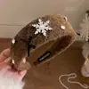 Diadema de Fieltro con Copo de Nieve Ancho para Mujer con Lazo de Pedrería, Diadema Linda y Juvenil, Accesorio para el Cabello de Invierno