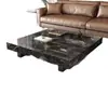 Mesa de Centro Cuadrada de Pizarra Colgante Estilo Minimalista Italiano de Lujo Ligero Mármol Marrón Veneciano para Uso Doméstico en la Sala de Estar