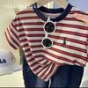 Camiseta Tongxingyuan para Niños Estilo Verano 2026 Niñas Rayas Manga Corta Ropa Nueva para Niños Niños y Niñas Camiseta para Bebé Transpirable