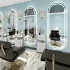 Espejo Estación de Barbería Famoso en Internet de Moda, Espejo para Salón de Peluquería, Dedicado para Cortar el Cabello, con Luces LED, Montado en Pared, Unilateral, Diseño Simple