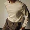 Otoño 2025 Nueva Camiseta de Manga Larga para Hombre de Algodón Pesado de 300 g Cuello Redondo Holgada Camiseta Básica Marca de Moda ins
