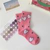 Calcetines elegantes de media pantorrilla con diseño de flores rosas para mujer, bonitos y combinables, de algodón peinado.