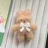 Broche de coelho de pelúcia com gravata borboleta, grampo de cabelo, acessórios de uso duplo, clipe para franja de menina doce, clipe decorativo para roupas