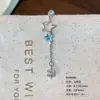 Pendientes Largos de Cadena de Acero de Titanio 316L con Circonita, Pendientes Dulces y Geniales de Estrella de Cinco Puntas Hueca, Tornillos para Hélice de Hueso de Oreja