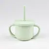 Vaso con Popote de Silicona para Bebé, Grado Alimenticio, Antiahogo, Antiderrames, Vaso de Aprendizaje para Beber, 210ml, Resistente a Mordeduras, Hervible y Esterilizable
