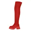 Botas Largas de Estilo Europeo y Americano para Comercio Exterior, Punta Redonda, Impermeables, Plataforma, Tacón Grueso, Hasta la Rodilla, para Mujer, Color Plateado, Talla Grande, de Tubo Alto Transfronterizas, Hasta el Muslo, de Moda