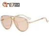 Nuevas Gafas de Sol de Moda Europeas y Americanas Transfronterizas, Estilo Versátil de Influencer de Tendencia, Gafas de Sol Aviador Retro de Marco Grande para Mujer 8632
