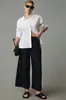 Calça Larga de Cintura Alta Estilo Europeu e Americano para Mulheres, Cintura Elástica, Respirável, Confortável, Caimento Solto, Fluida, Estilo Casual de Férias