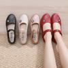 Zapatos de Velcro de Una Pieza para Mujer, Tacón de Cuña, Zapatos para Madre de Mediana Edad y Anciana, Boca Baja, Tacón Bajo, Casual, Color Puro, Zapatos de Goma