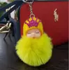 Chaveiro de Boneca Fofa Dormindo Pingente de Bola de Pelo Chaveiro de Bolsa Carro Pingente de Pelúcia Bebê Estudante Presente Transfronteiriço