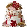 Abuelos Chinos, Abuelos, Decoración para Pastel de Longevidad, Felicitaciones de Cumpleaños para Personas Mayores, Buena Fortuna, Monje, Nubes Propicias, Inserto para Pastel de Durazno