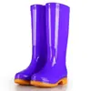 Botas de lluvia de moda para mujer, de caña alta, cálidas, engrosadas, de tubo largo, impermeables y antideslizantes, adecuadas para senderismo y días lluviosos