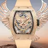 Reloj Mecánico Automático Bugatti Suizo Moda Reloj de Dragón Luminoso Impermeable Reloj Barril de Vino Doble Cara Hueco