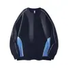 Moletom Pesado Masculino Primavera e Outono Marca Americana Tendência Bloqueio de Cores Gola Redonda Jaqueta Top Esportivo Primavera e Outono