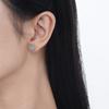 E1396 Aretes Pequeños y Simples de Plata Esterlina S925 estilo coreano con Ágata Blanca para Mujer, Combinan con todo, Forma Anormal, Textura Irregular